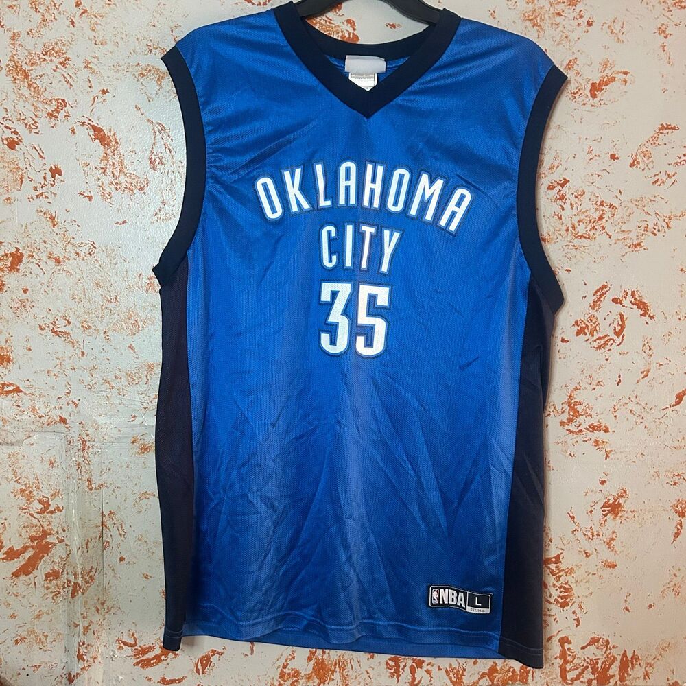 Oklahoma City Thunder Jersey Kevin Durant #35 NBA Men’s Large Blue OKC